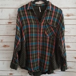 EUC🌻Free People Boho Flannel Shirt
